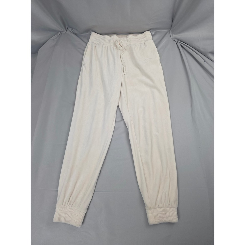Express Womens Velour Joggers Cream Off White Drawstring Lounge Pants Size S
